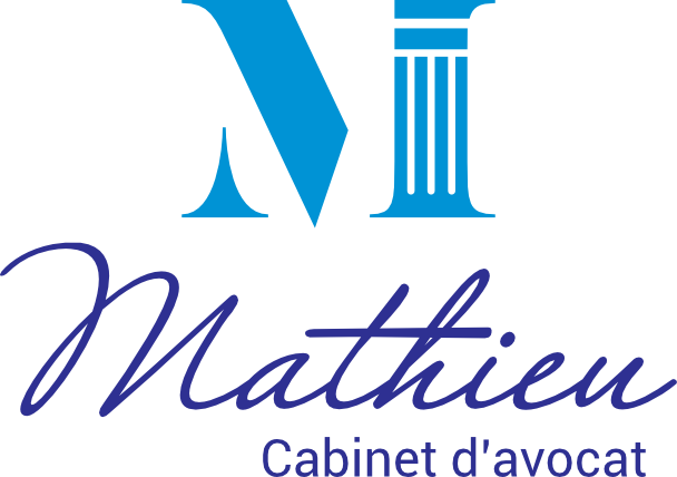 logo du cabinet d'avocat minet Mathieu représentant un M stylisé qui intègre les colonnes de la justice et le texte Mathieu cabinet d'avocat